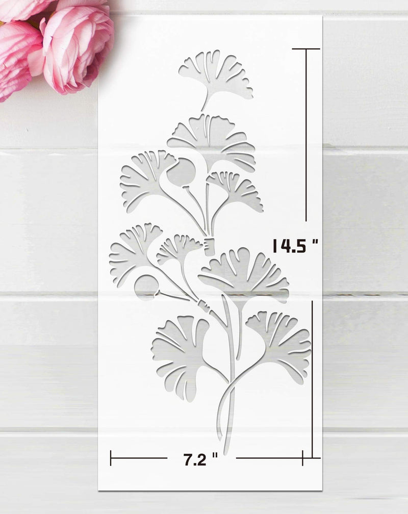 GSS Designs Wall Art Green Leaf Painting Wall Stencil (3 Pack) - Plants Stencils for Painting on Wall Canvas Furniture Floor Fabric(8x17Inch) - Reusable Stencils Template for Artwork Painting (SL-080)
