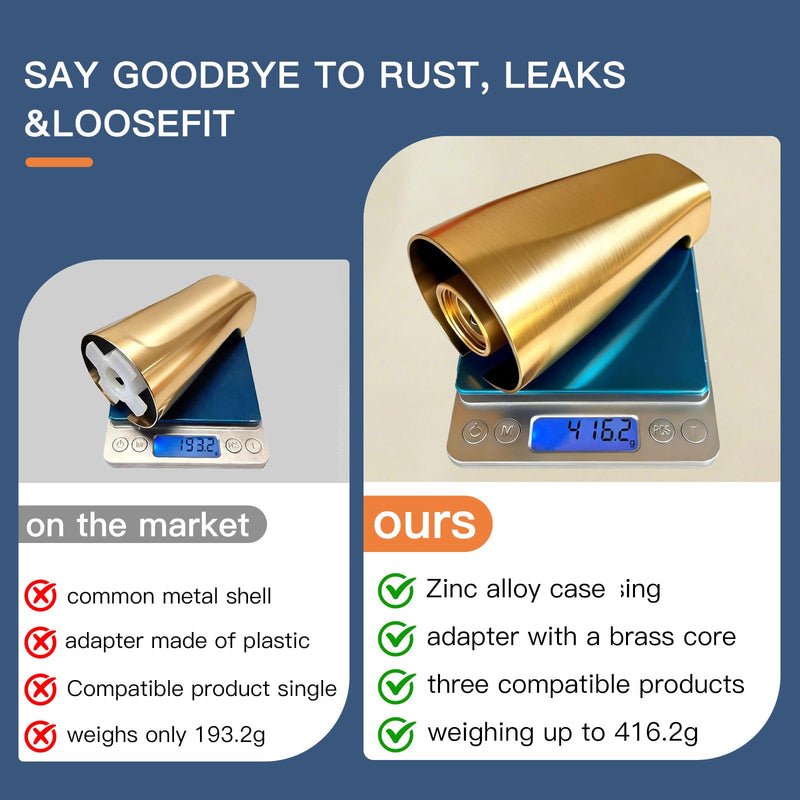 Brushed Gold Bathtub Spout Without Diverter, All Metal,5.3 Inch Tub Spout, Fits 1/2" Copper Slip-On and 1/2" or 3/4" IPS Threaded Pipes, Leak-Free, Slip Fit Tub Spout Without Diverter Brushed Gold