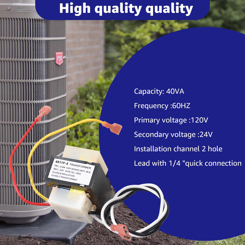 46-24124-06 HVAC Transformer, Replacement for Rheem Furnace Parts 40 VA 120/24V Channel 2 Hole Mount Model