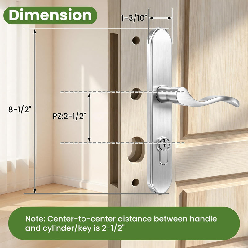Storm Door Handle Replacement, Screen Door Handle Complete Set,Satin Nickel Satin Nickel