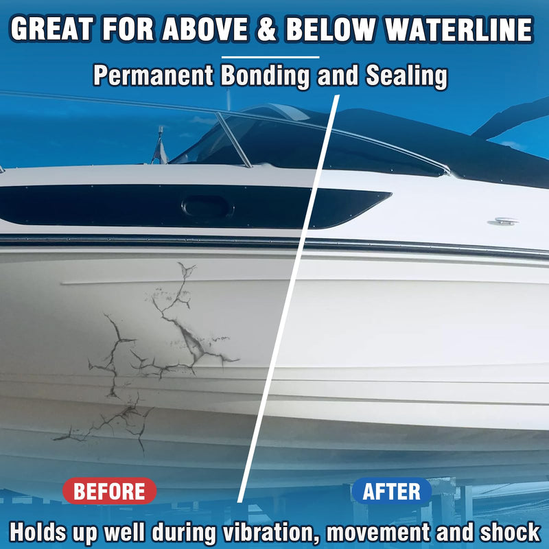 3.4 oz Marine Adhesive Sealant White, Marine Silicone Sealant Permanent, Marine Glue Waterproof, High Bond Strength, Fast Cure, UV Resistant, Above & Below Waterline