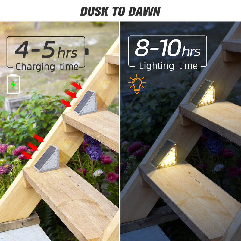 NIORSUN Solar Step Lights 6 Pack, Outdoor Stair Lights Waterproof IP67 with Auto On/Off - 3000K Warm White for Steps, Stairs, Deck, Patio, Yard, Porch, Garden, Sidewalk, Front Door