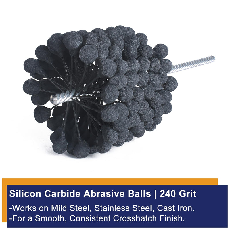 Garhgi 4-1/8"(105mm) Cylinder Honing Tool, 240 Grit Silicon Carbide Balls, Flexible Resilient for Large Automotive Motorcycle Engine Brake Rotor Tube Piston Ring Crosshatching Restoration Deburring 4.125"(105mm)