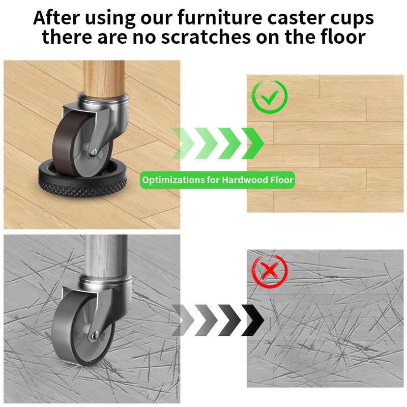 YSD Non Slip Furniture Caster Cups, 12 PCS 50 MM Anti-Sliding Furniture Pads Bed Couch Stopper Floor Protectors with Grip - Black Round Furniture Coasters 50MM
