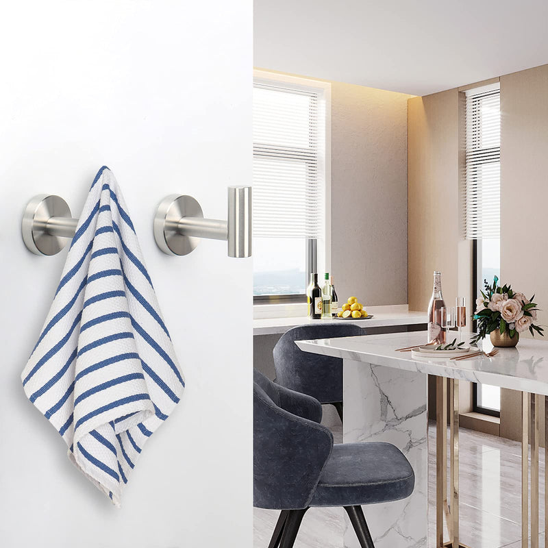 NearMoon Bath Towel Hooks- SUS 304 Stainless Steel Robe Hook Holder, Heavy Duty Coat Hook for Bathroom Livingroom Hotel Kitchen Garage, Wall Mounted- 4 Pack (Brushed Nickel) Brushed Nickel