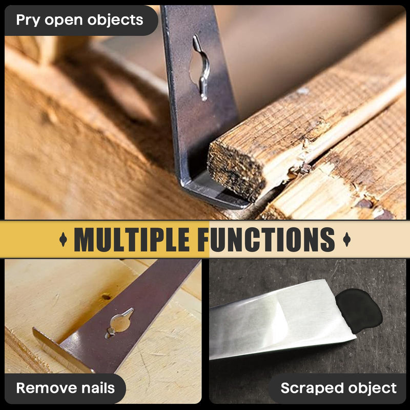 2-Piece 17005 Stainless Steel Pry Bar Scraper Set, 9.25" and 6.7" Trim Puller, Small Flat Pry Bar, Silver Beekeeping Hive Scraper, Bee Hive Hand Tool, 2 Sizes