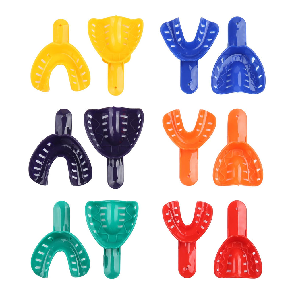 12pcs Dental Impression Trays Perforated Silicone Plastic Autoclavable for Adult and Children Oral Tools