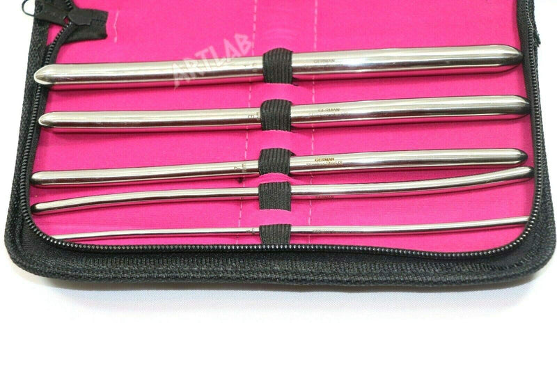 Premium German Hegar Dilator Sounds Set 9 Pcs Ultra Smooth Finish Double Ended, Stainless Steel,Temperature Control,Autoclavable,Compact Storage Case.