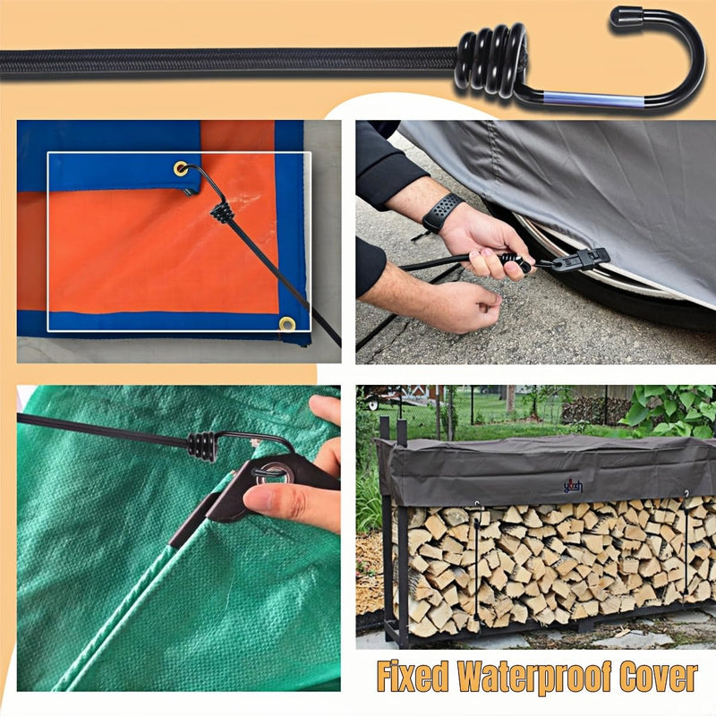 Bungee Cords Heavy Duty Outdoor 2ft Bungee Straps with Hooks Black Bunji Cord 24inch4Pcs 24inch-4Pcs