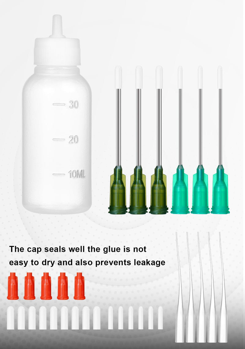 JIBENGAO Glue Applicator Bottle for Crafting & DIY, Precision Tip Squeeze Bottle (14ga–25ga), 30ML & 50ML Refillable (30, 50 ML) 30ml-50ml