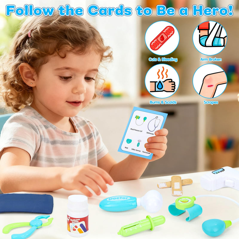 Gifts2U Kids First-Aid Kit Toy, 28-Piece Pretend Play Doctors Kit for Kids with Real Stethoscope and Storage Bag, Educational Medical Set Realistic Role Play Toy, Doctor Gift for Girls Boys Ages 3+
