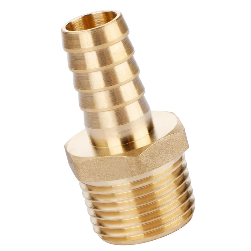 U.S. Solid Brass Hose Fitting, Adapter, 1/2" Barb x 1/2" NPT Male Pipe Fittings 1/2" Barb x 1/2" NPT Male, 1 pcs
