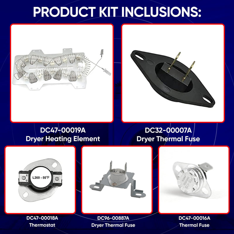 Dryer Heating Element Kit for Samsung Dryer, Thermal Fuse