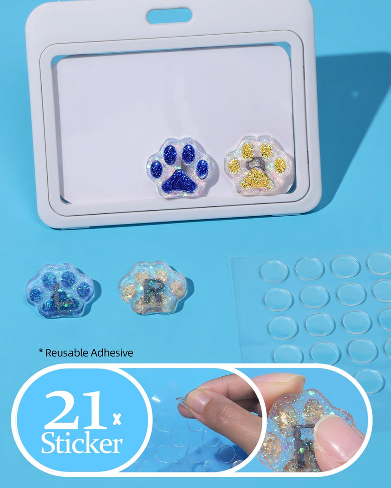Plifal Xray Markers with Lead Initials Paw - X-ray Markers Glitter Blue & Yellow Resin Radiology with Letter Include Reusable Adhesive Tape to Nurse Radiologist Badge Reel Buddy, Easy to Identify Blue Yellow