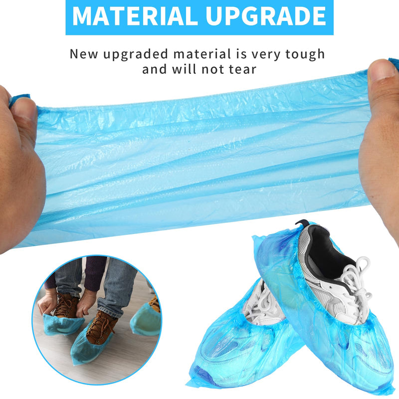 Frontline Shoe Covers Disposable Waterproof, Recyclable Premium Thick Plastic, SLip Resistance, Durable, Booties for Shoes, XL One Size Fits Most, Indoor Outdoor Shoe Covers (100) 100