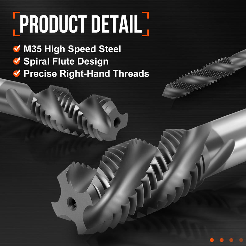 M22 x 2.5 Spiral Flute Thread Tap - M35 High Speed Steel Right Hand Thread Tap TICN Finish Screw Thread Milling Machine Taps Threading Tapping M22 x 2.5
