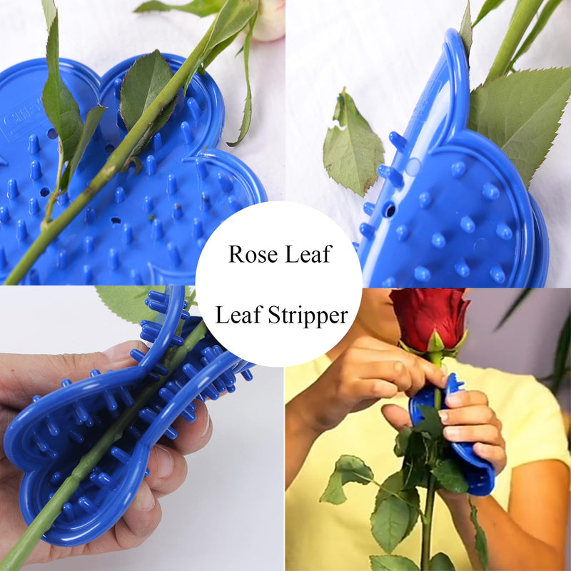 Flower Rose Thorn Remover Leaf Burrs Pliers Kit Stripper Stripping Tool with Scissors, Glove for Garden Floral Making, Florist Supplies Shape Red