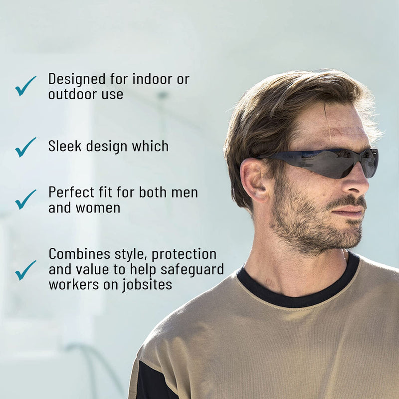 ATERET 24 Pairs Safety Glasses, Scratch and Impact Resistant, Polycarbonate ANSI Z87.1 Lens, Protective Eyewear for Lab, Industrial, Carpentry, Shooting (Grey) Grey