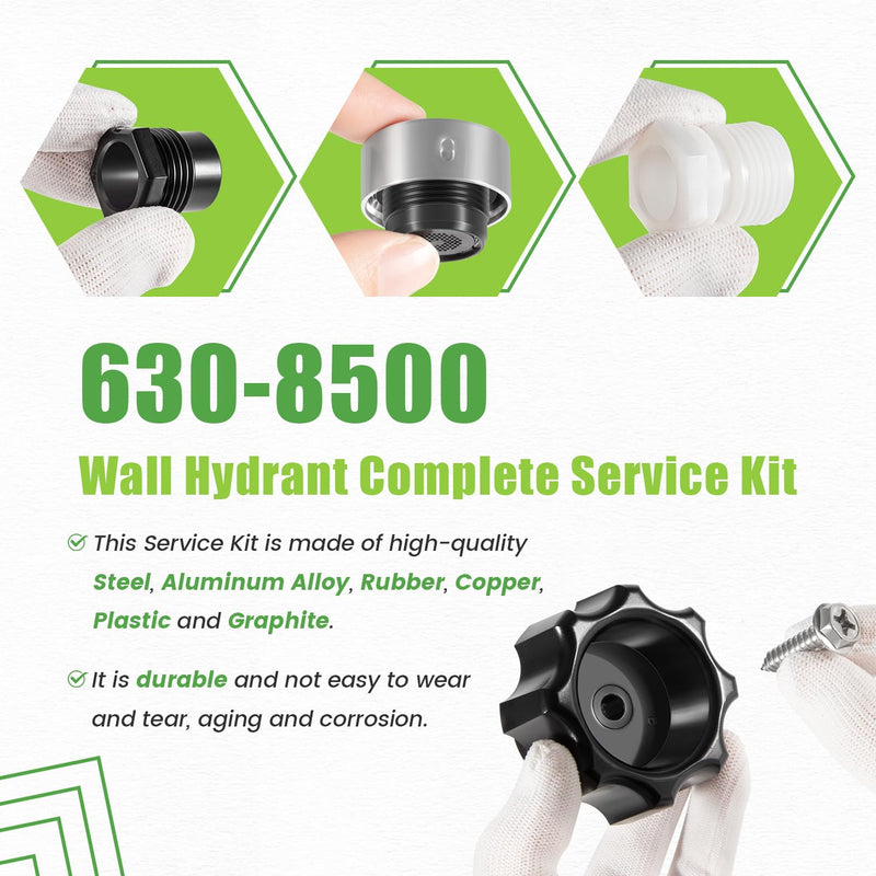 630-8500 Wall Hydrant Complete Service Kit - fit for Prier Mansfield Style 300/400/500 Wall Hydrants - for Diamond 300/400 Series Wall Hydrants - Superior for Outdoor Faucet Maintenance