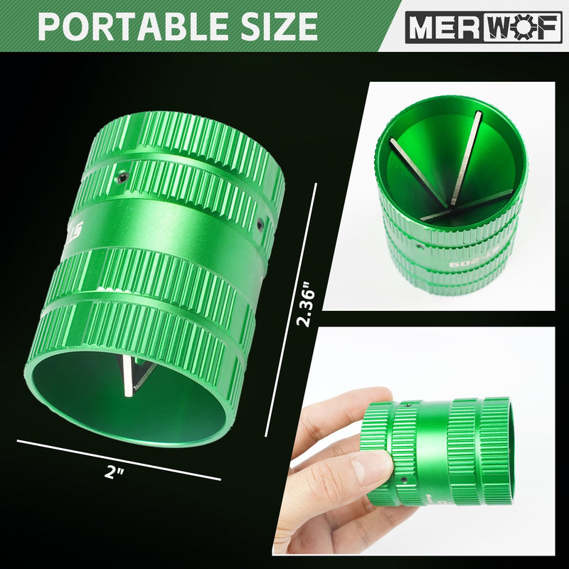 Metal Pipe Reamer for Copper PVC Pipe, Deburring Tool, PlumbingTools, 1/4” to 1-5/8” Inner/Outer Tubing Cleaner, Tube Chamfering Tool (Green)