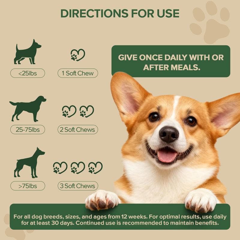 Probiotics for Dogs - Dog Probiotics for Yeast, Itchy Skin and Itchy Ears, Digestive Health, Diarrhea Relief, Gut & Immune Support - with 7 Enzymes, 3 Prebiotics & Omega-3 (Duck 30ct) 30 Soft Chews