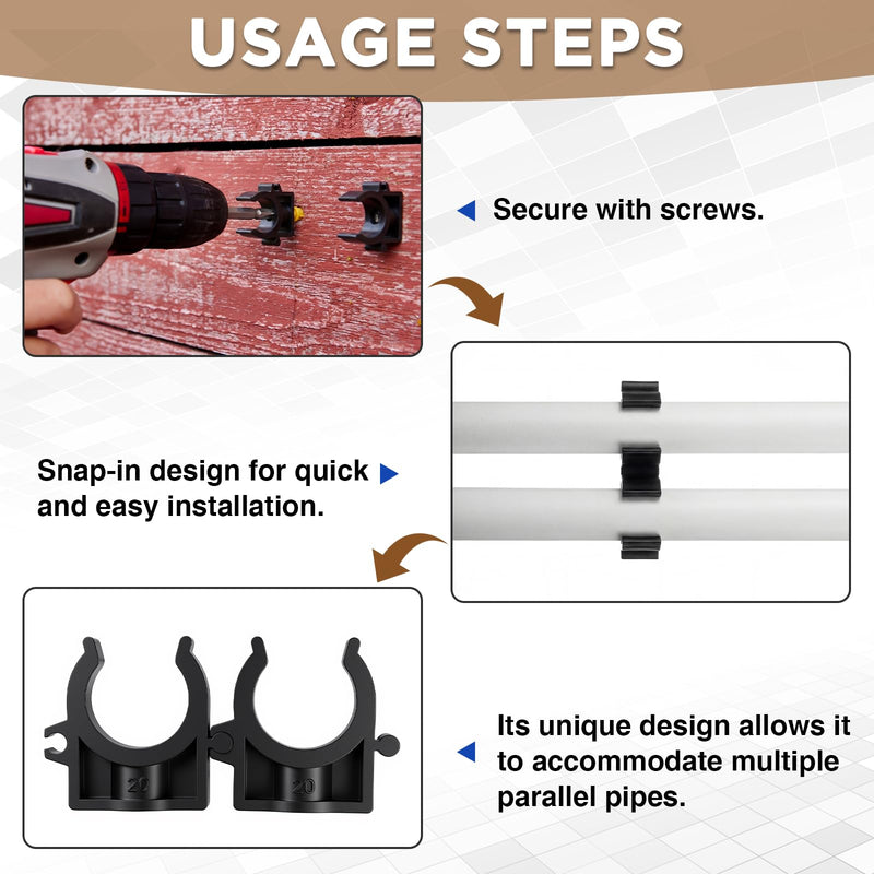 Sliner 100 Pack 3/4" Pipe Clips for Compressed Air Lines Pex Clamps U Shaped Pipe Clamp Hanger High Flexibility Shatterproof for Compressed Air Piping Tubing Hose Fixing (Black) 3/4" Black
