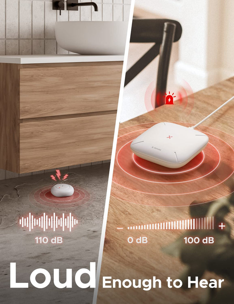 X-Sense Wi-Fi Water Leak Detector, Smart Water Sensor Alarm, Water Detector Alarm with 1700 ft Transmission Range for Kitchens, Basements, Bathrooms, 3 Water Detectors & 1 Base Station, Model SWS54 With Base Station