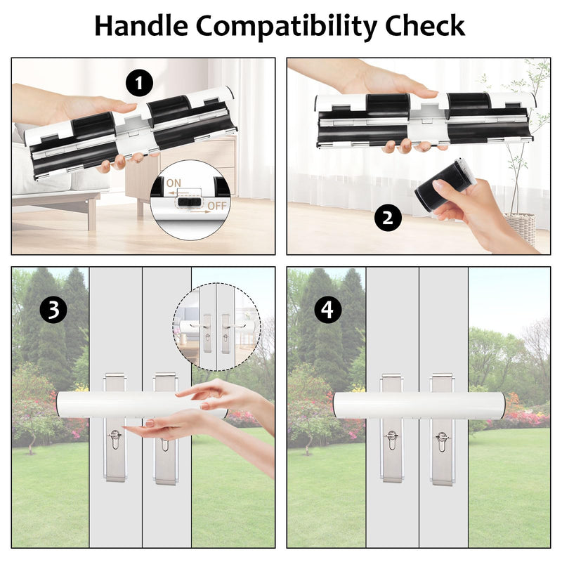 French Door Security Keyless French Patio Door Security Lock Aluminum Alloy Double Door Easy Install Double Door Handle Lock Only Works with 2 Horizontal Handles (with Alarm) White with Alarm