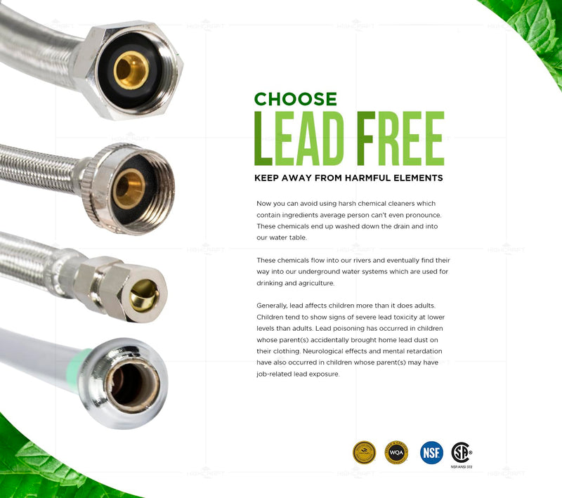 Faucet Hose Connector 24" Length, 1/2" IPS X 3/8" Comp FIP Flexible Braided Stainless Steel Supply Line, Bathroom Kitchen Sink Extension Lead-Free (4 Pack) 24 In Pack Of 4