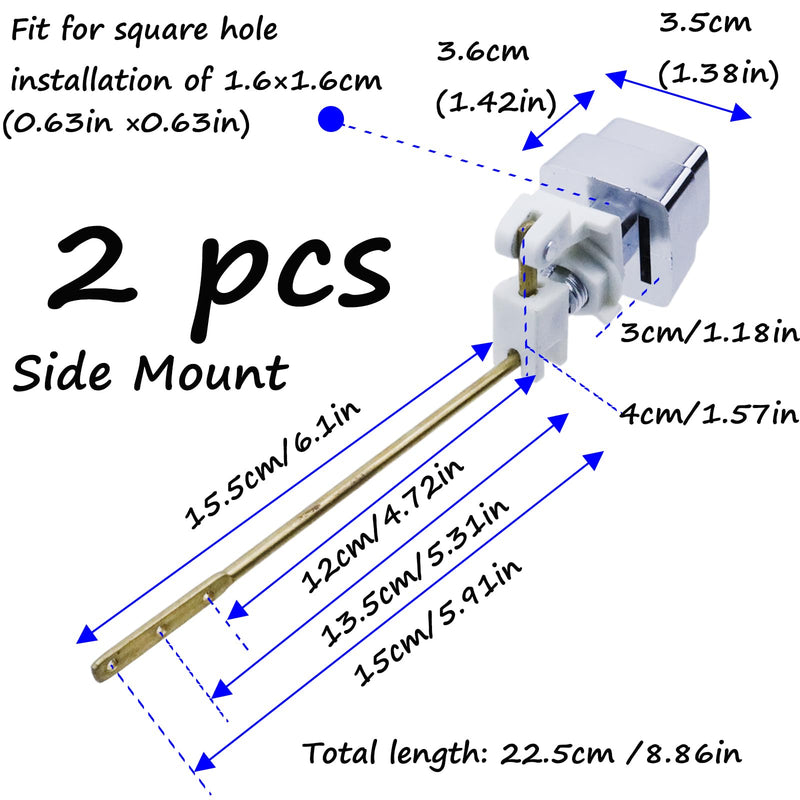 Semetall Toilet Flush Handle Side Mount Trip Lever Brass,Set of 2 | Push Button Tank Handle Replacement Fit 1.6×1.6cm