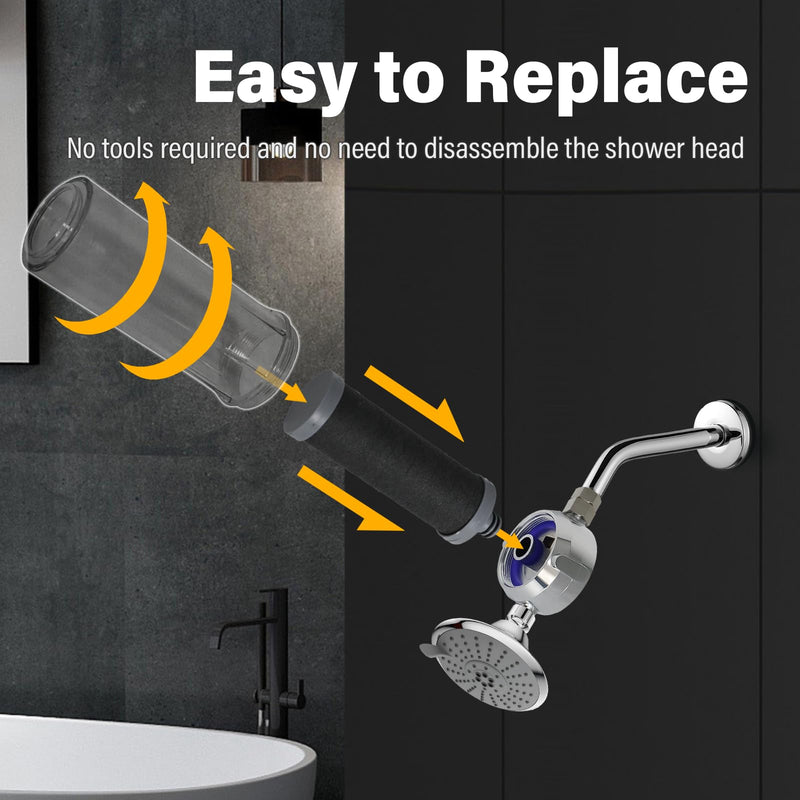Carbon Shower Filter Cartridge 2PCS, Compatible with Shower Filter System, Reduces Chlorine, Heavy Metals & Impurities 2