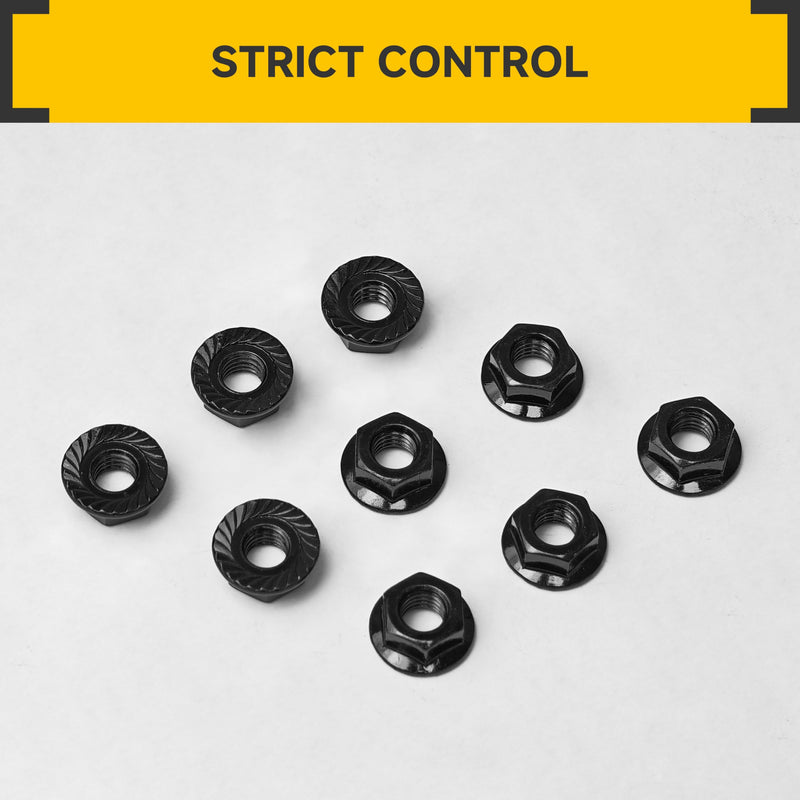 Mywish M10 Serrated Flange Hex Nuts, 100-Pack 304 Stainless Steel, Hex Drive M10-1.5 Hardware Nuts, Black Oxided (Black) Stainless Steel