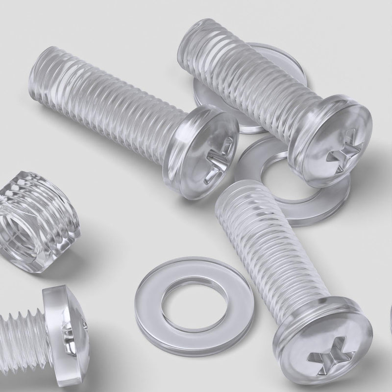 20x Clear Acrylic Pan Head Screws, Nuts & Washers M12 x 40 mm (15/32 x 1 37/64 in)