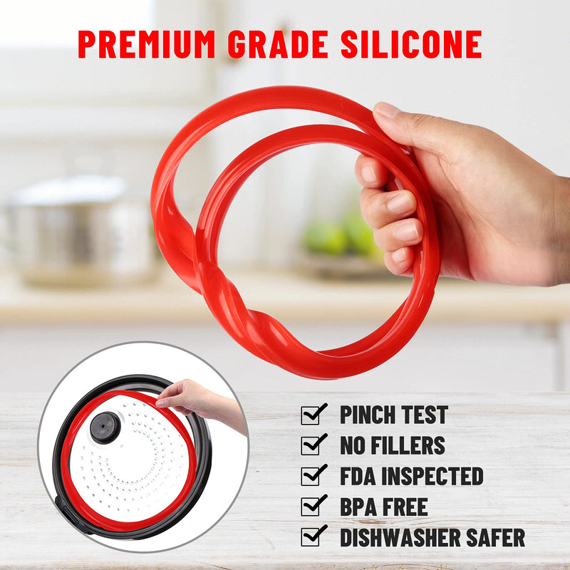 Mocoosy Silicone Sealing Ring for InstaPot 8 qt, Insta Pot Seals Replacement Gasket 8 Quart Insta Pot O-Rings, BPA-Free, Food-Grade Silicone, Insta Pot Accessories for Instant Pot IP-DUO80 IP-LUX 8 Red & Black & Clear