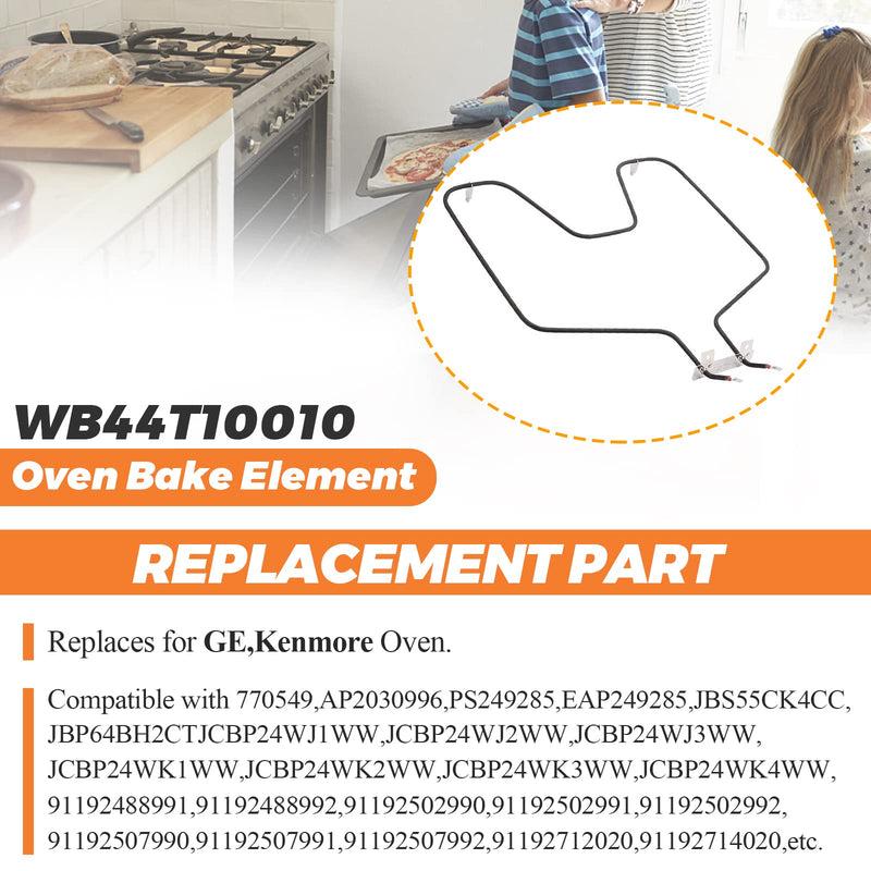 Heating Element WB44T10010 Bake Element replacement for ge stove/oven element - Suitable for GE Spectra Oven Models #jbp64boh1wh, 911.95291990, jbp65mom2bs, jbs55wok2ww, jdp39wor3wh, jbp65sok1ss,etc.