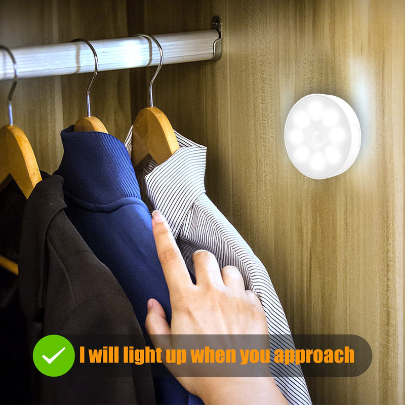 Upgraded Motion Sensor Light [8 LEDs], 3 Pack Night Light Rechargeable, 3M/120° Detection Range, 3 Modes, Closet Light, Bedroom Light, Anywhere Stair Light, Hallway Light - 6000K Cold White