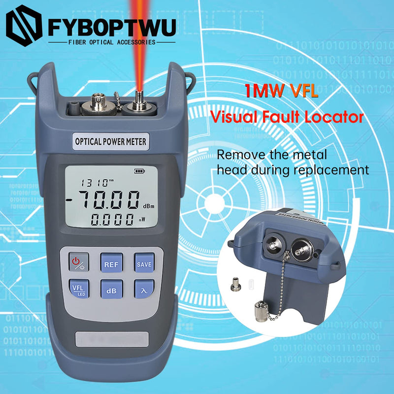1pc 3 in 1 Function Fiber Optic Tester Portable Optical Power Meter (FC/SC/ST) & VFL 1mw Visual Fault Locator & LED, OPM & VFL Fiber Optic Tester, Range: (-70) dBm ~ (+10) dBm