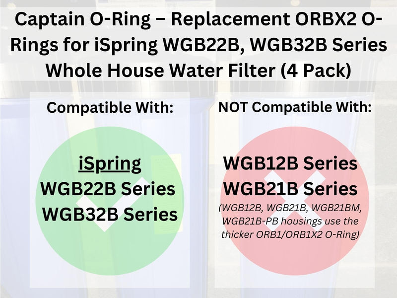 Captain O-Ring – Replacement ORBX2 O-Rings for iSpring WGB22B, WGB32B Series Whole House Water Filter (4 Pack)