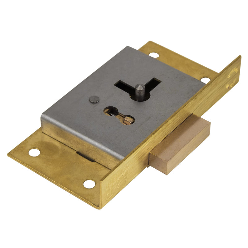 Right Hand Cabinet Door or Drawer Brass Half Mortise Lock w/Two Skeleton Keys | HL6-SBR Right Hand