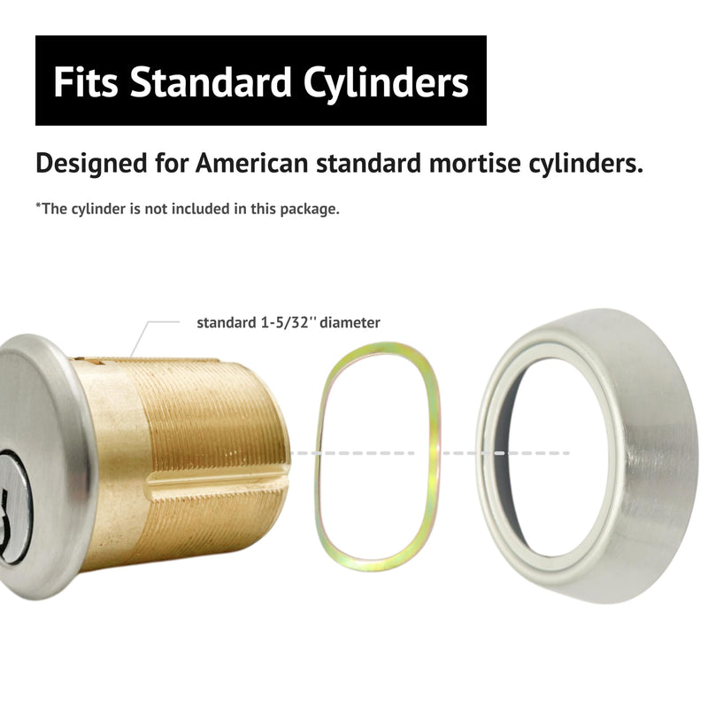 elox Cylinder Guard for Mortise Cylinder, 2/5 Inch Projection, Satin Chrome Finish, 2 pcs Packed 10mm