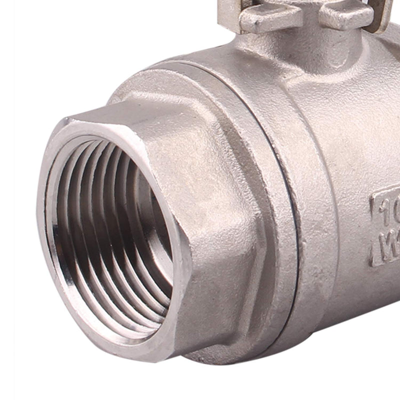 DERNORD Stainless Steel 304 Ball Valve, 2-Piece Full Port Heavy Duty for WOG with Locking Device (1 NPT) 1" NPT Pack of 1
