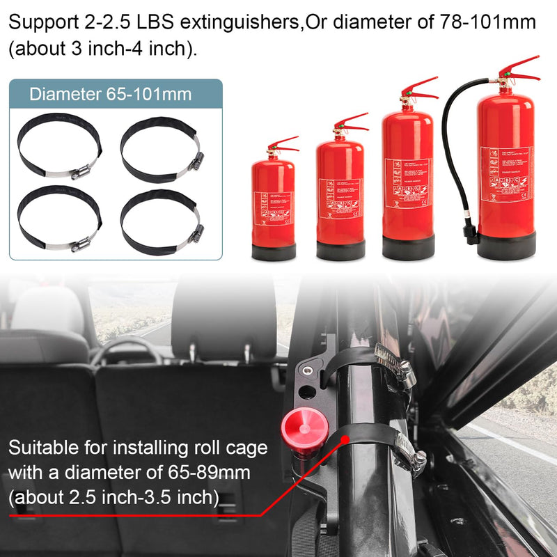 Aluminum Quick Release Roll Bar Fire Extinguisher Mount Holder Compatible with for Ford Bronco Jeep Wrangler Gladiator UTV Polaris RZR Ranger Can Am ATV Fire Extinguisher Bracket
