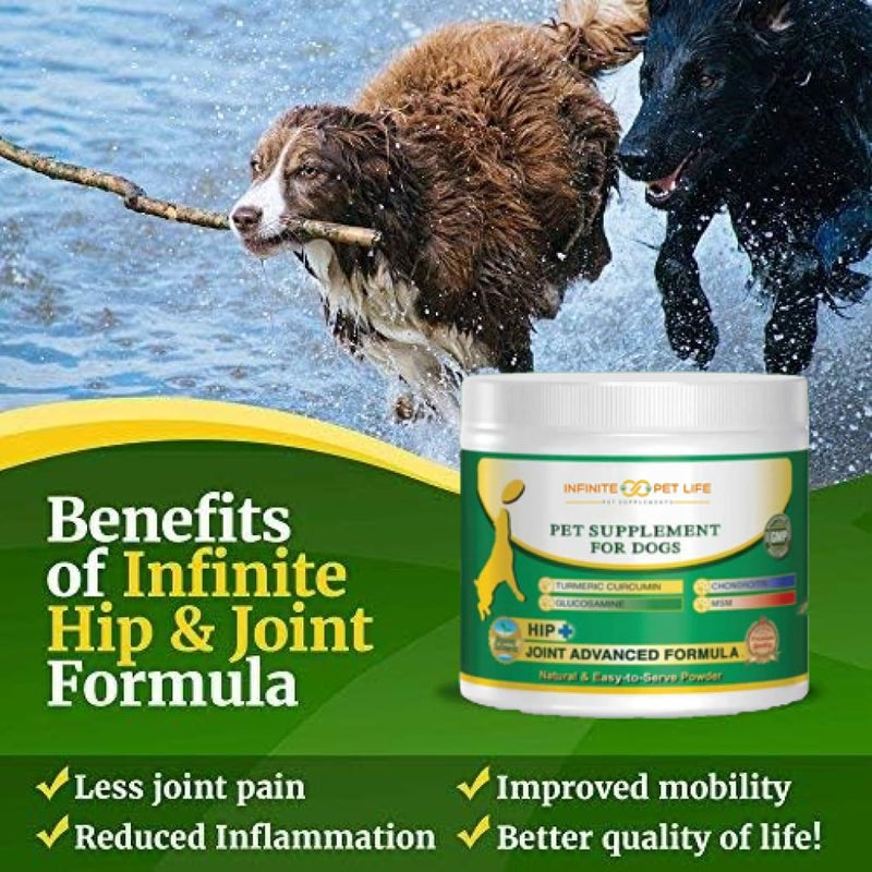 Infinite Pet Supplements Advanced Hip and Joint Supplement for Dogs Large Breed - Glucosamine for Dogs Mobility & Pain Relief - Chondroitin, MSM & Turmeric | Bundle Pack(Chewable Tablets + Powder)