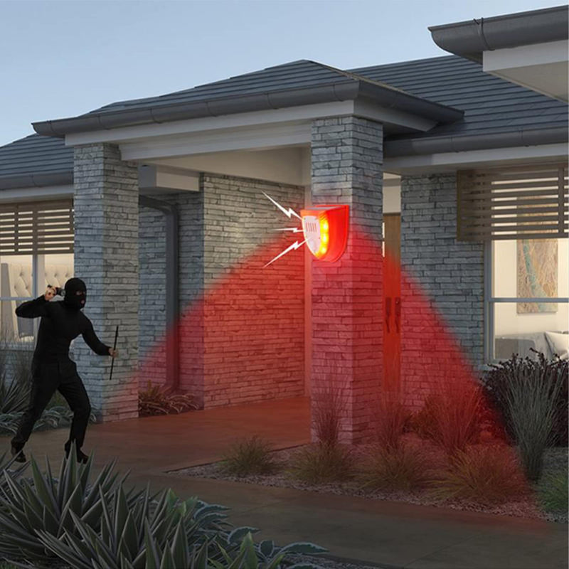 keeda Solar Security Light Alarm, 129dB Warning Loud Solar Strobe Light Makes Gunshot Sounds & Dog Barking Waterproof PIR LED Motion Sensor for Farm Barn Yard (2 Pack) 2 Pack