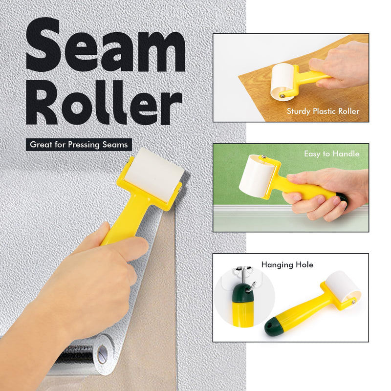 FOSHIO Wallpaper Smoothing Tool Kit, Wallpaper Smoothing Brush, Seam Roller, Paste Brush, Wallpaper Scraper Tool, Wallpaper Tools for Peel and Stick, Contact Paper, Vinyl, Window Film Application Kit 02 Wallpaper Kit
