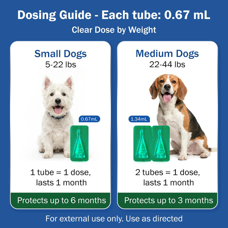 Flea and Tick Prevention for Dogs, 6-Pack, Dog Flea Tick Control, Repellent, Flea and Tick Prevention for Small Medium Dog 5-44 lbs, 24-Hour Protect, Flea Supplements for Dogs