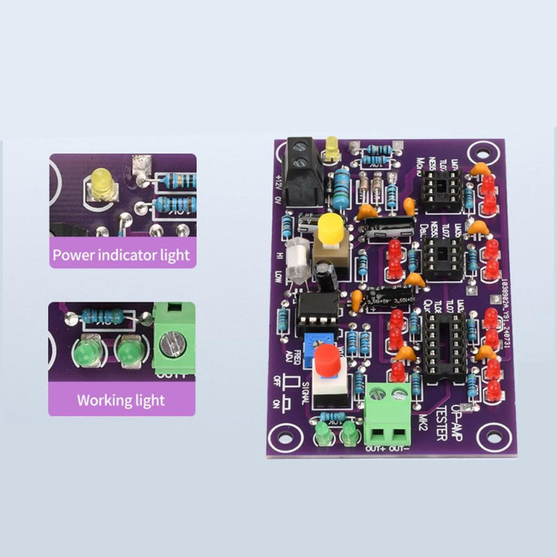 Operational Amplifier Testing Module Board, OP AMP Tester for Single, Double, Quad with DC12V T2, Ideal for Electronics Testing & Experiments