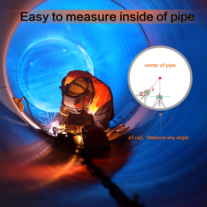 Upgraded Pipe Center Finder, Measure Pipe Diameter, Pipefitter Tools With Centering Head, Measure Pipe Diameter Over 0.5" & up With 4" Y-Type Base and Adjustable Dial Bubble Protractor Silvery