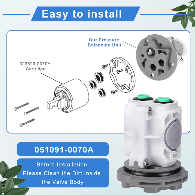 M952100-0070A Pressure Balancing Unit, Compatible with American Standard R110, R120, R115, R125 Valve, Shower Cartridge for Single Control Bath Tub and Shower Faucets Valves M952100-0070A