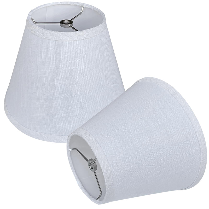TOOTOO STAR Small Lamp Shades Set of 2, 5x9x7 Inch White Small Lamp Shade for Table Lamps Replacement, Handmade Linen Spider Mount 5"x 9"x 7"